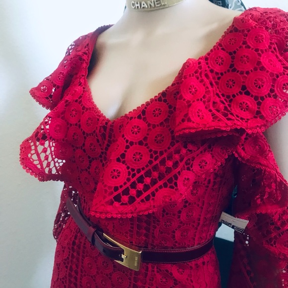 Stunning Alexis S deep red lace dress new - Picture 13 of 14